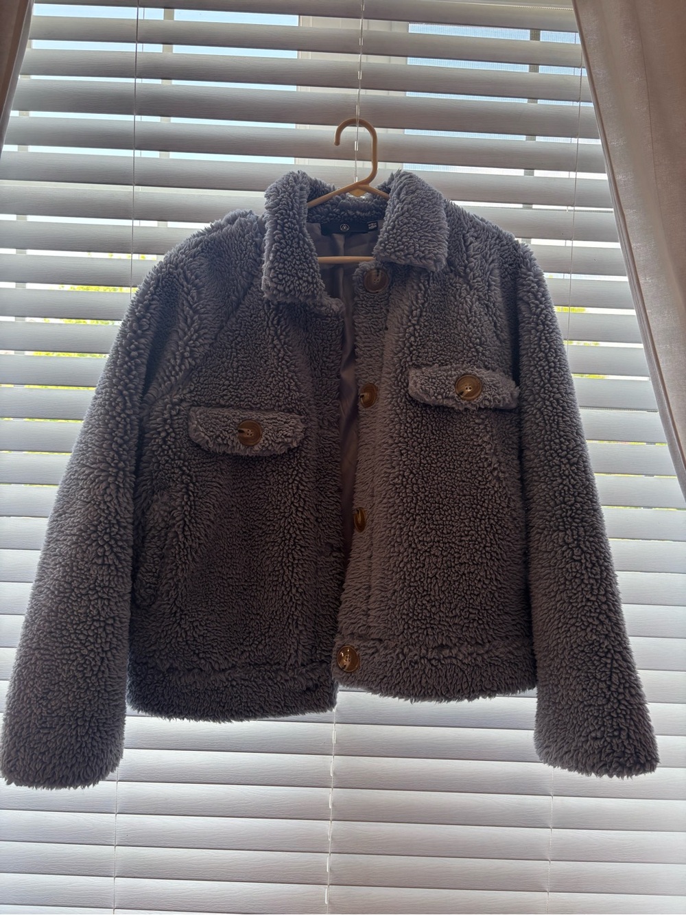 Light Blue Sherpa Teddy Jacket - Women - Picture 4 of 7